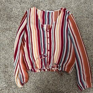 BB Dakota Multicolored Tie Front Blouse
